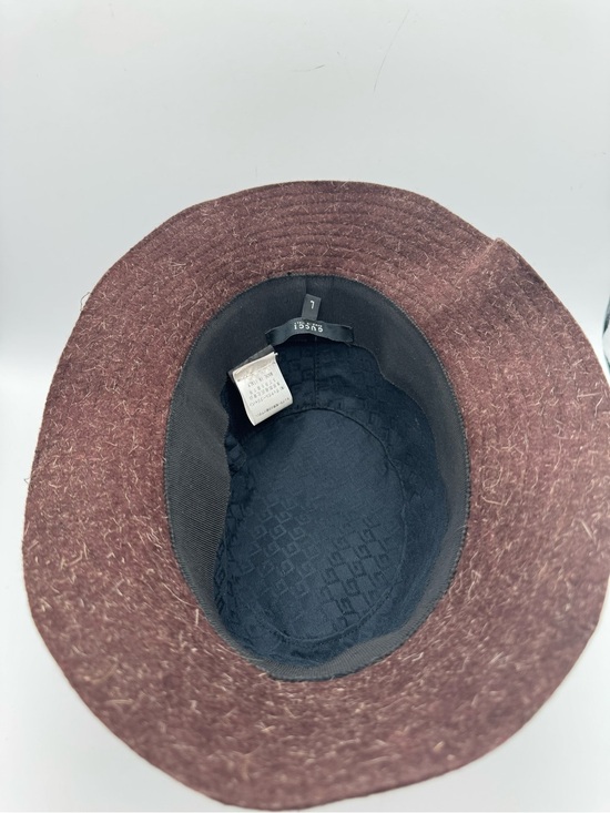 Gucci Felt Wool Bucket Hat Brown Black Band Logo Plaque Size Large main image 5